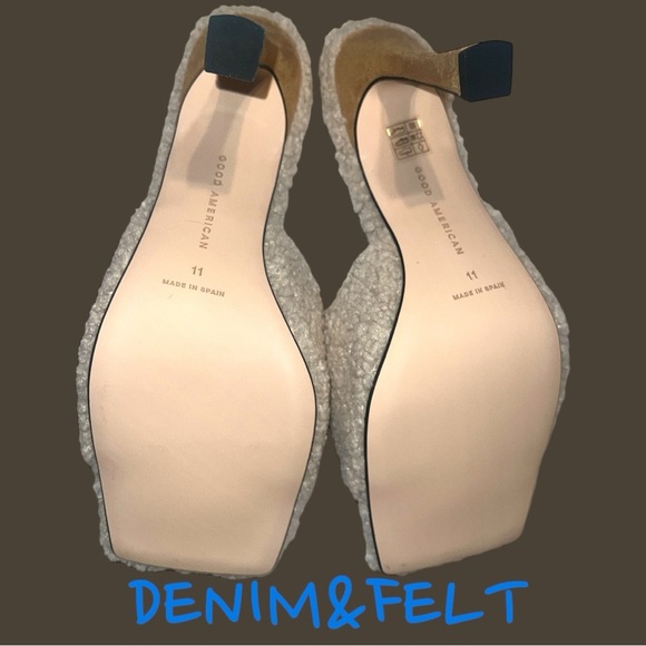 GOOD AMERICAN CREAM VEGAN SHEARLING SHERPA OPEN TOE MULE 4" HEELS NWT/NIB 🤎🤎 - Picture 12 of 14